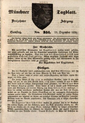 Münchener Tagblatt Samstag 21. Dezember 1839