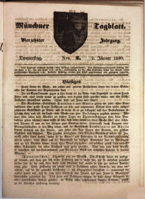 Münchener Tagblatt Donnerstag 2. Januar 1840