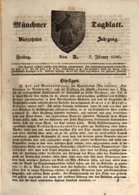 Münchener Tagblatt Freitag 3. Januar 1840