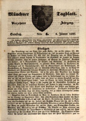 Münchener Tagblatt Samstag 4. Januar 1840