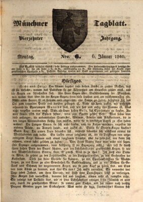 Münchener Tagblatt Montag 6. Januar 1840