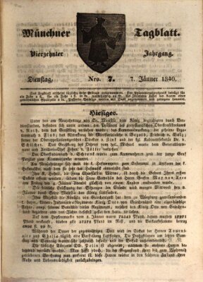 Münchener Tagblatt Dienstag 7. Januar 1840