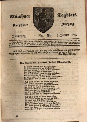 Münchener Tagblatt Donnerstag 9. Januar 1840