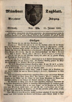 Münchener Tagblatt Mittwoch 15. Januar 1840