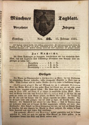 Münchener Tagblatt Samstag 15. Februar 1840