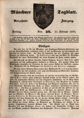 Münchener Tagblatt Freitag 21. Februar 1840