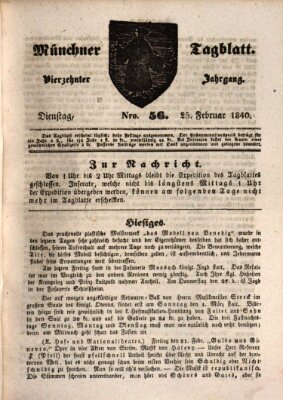 Münchener Tagblatt Dienstag 25. Februar 1840