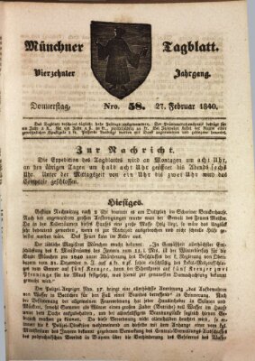 Münchener Tagblatt Donnerstag 27. Februar 1840