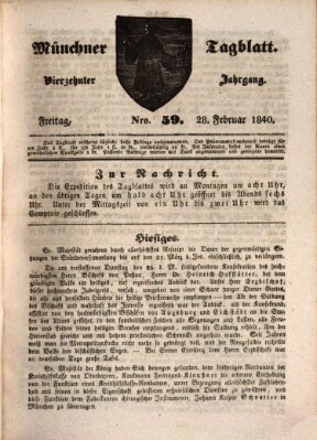 Münchener Tagblatt Freitag 28. Februar 1840