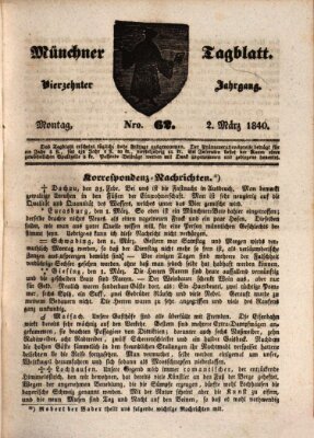 Münchener Tagblatt Montag 2. März 1840