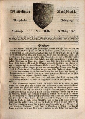 Münchener Tagblatt Dienstag 3. März 1840