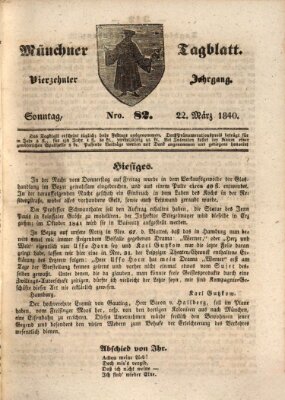 Münchener Tagblatt Sonntag 22. März 1840