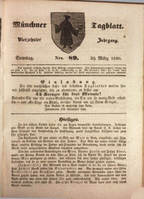 Münchener Tagblatt Sonntag 29. März 1840