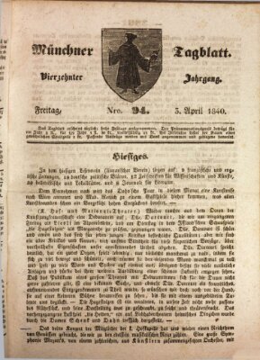 Münchener Tagblatt Freitag 3. April 1840