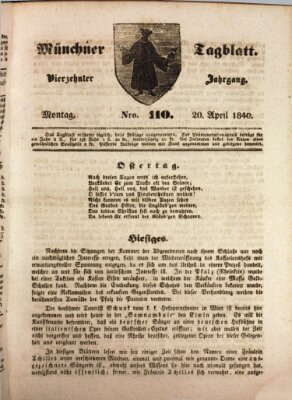 Münchener Tagblatt Montag 20. April 1840