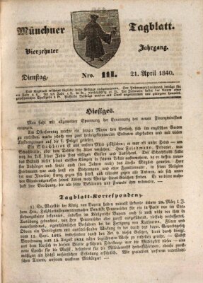 Münchener Tagblatt Dienstag 21. April 1840