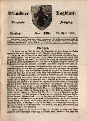 Münchener Tagblatt Dienstag 28. April 1840