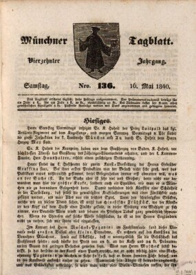 Münchener Tagblatt Samstag 16. Mai 1840