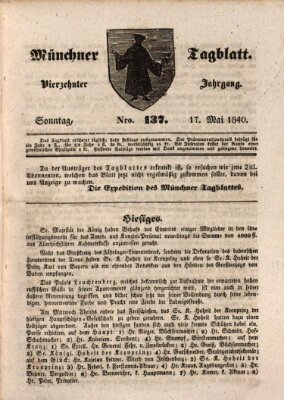 Münchener Tagblatt Sonntag 17. Mai 1840