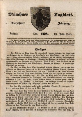 Münchener Tagblatt Freitag 19. Juni 1840