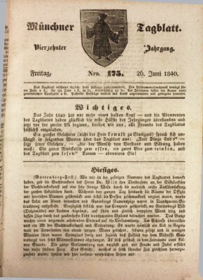 Münchener Tagblatt Freitag 26. Juni 1840