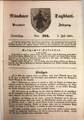 Münchener Tagblatt Donnerstag 2. Juli 1840