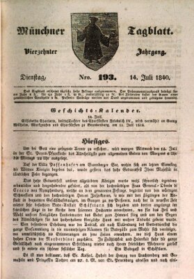 Münchener Tagblatt Dienstag 14. Juli 1840