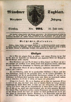 Münchener Tagblatt Samstag 25. Juli 1840