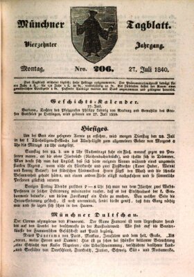 Münchener Tagblatt Montag 27. Juli 1840