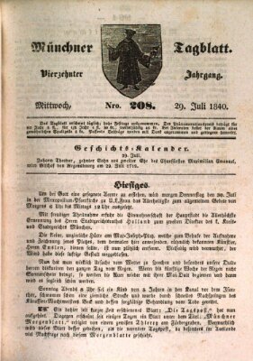 Münchener Tagblatt Mittwoch 29. Juli 1840