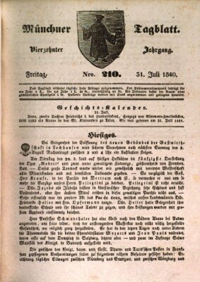 Münchener Tagblatt Freitag 31. Juli 1840