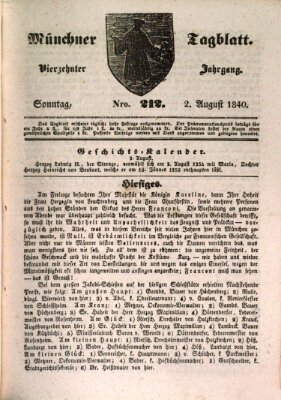 Münchener Tagblatt Sonntag 2. August 1840