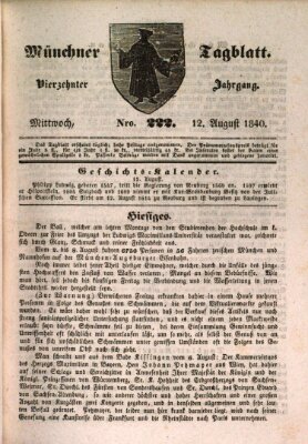 Münchener Tagblatt Mittwoch 12. August 1840