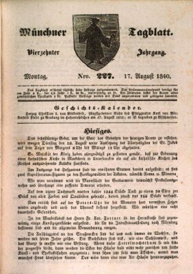 Münchener Tagblatt Montag 17. August 1840