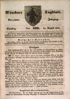 Münchener Tagblatt Samstag 29. August 1840