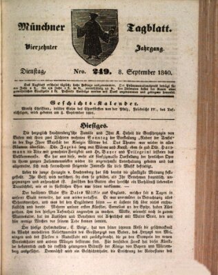 Münchener Tagblatt Dienstag 8. September 1840