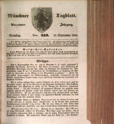 Münchener Tagblatt Samstag 12. September 1840