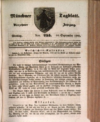 Münchener Tagblatt Montag 14. September 1840