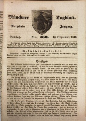 Münchener Tagblatt Samstag 19. September 1840