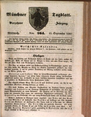 Münchener Tagblatt Mittwoch 23. September 1840