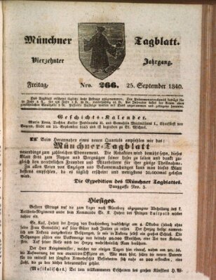 Münchener Tagblatt Freitag 25. September 1840