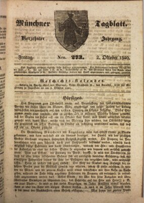 Münchener Tagblatt Freitag 2. Oktober 1840