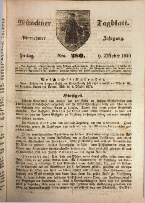 Münchener Tagblatt Freitag 9. Oktober 1840