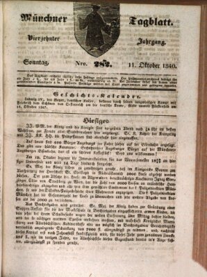 Münchener Tagblatt Sonntag 11. Oktober 1840