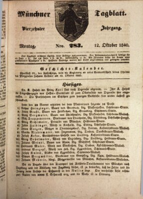 Münchener Tagblatt Montag 12. Oktober 1840