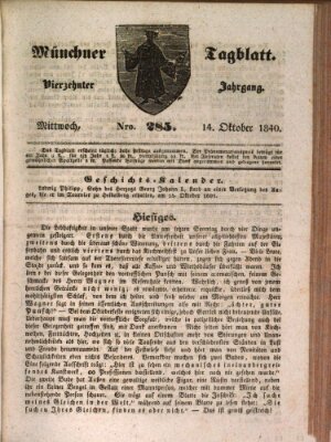 Münchener Tagblatt Mittwoch 14. Oktober 1840