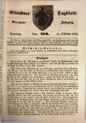 Münchener Tagblatt Sonntag 18. Oktober 1840