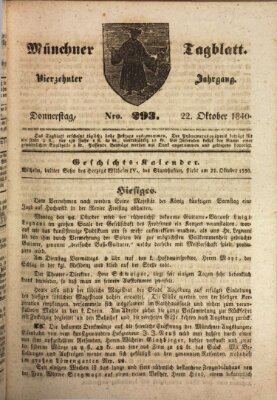 Münchener Tagblatt Donnerstag 22. Oktober 1840