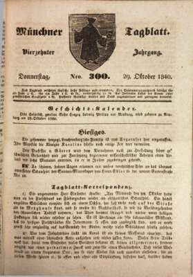 Münchener Tagblatt Donnerstag 29. Oktober 1840