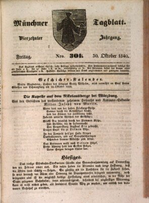 Münchener Tagblatt Freitag 30. Oktober 1840